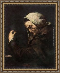 An Old Money-lender Framed Paintings - An Old Money-Lender by Jusepe de Ribera