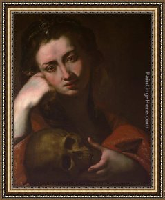 Penitent Magdalen Framed Paintings - The Penitent Magdalen or Vanitas by Jusepe de Ribera