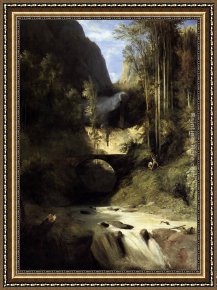 Karl Framed Paintings - Gorge at Amalfi by Karl Blechen