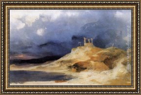 Karl Framed Paintings - Scaffold in Storm by Karl Blechen
