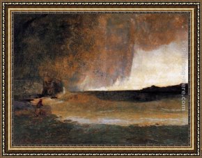 Karl Framed Paintings - The Bay of Rapallo by Karl Blechen