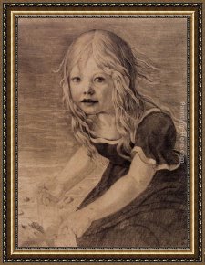 Karl Framed Paintings - Portrait of the Artist's Daughter, Marie by Karl Friedrich Schinkel