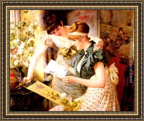 Totes Meer Mit Moabitergebirge, Abendstimmung Framed Paintings - Prinzessin Elvira Von Bayern Mit Freundin by Karl Gampenrieder