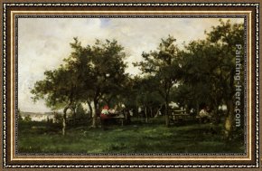 Karl Framed Paintings - Peasants Repast by Karl Pierre Daubigny