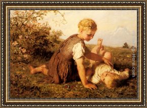 Karl Framed Paintings - An Autumn Idyll by Karl Wilhelm Friedrich Bauerle