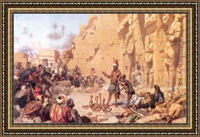 Karl Framed Paintings - The Snake Charmer by Karl Wilhelm Gentz