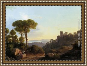 Classical Framed Paintings - A Classical Landscape by Karoly Marko