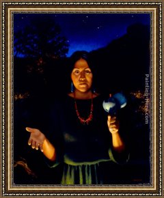 An Interesting Story Framed Paintings - The Story Teller by Kirk Richards