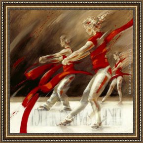 Dancing in The Wind Framed Paintings - Dancing Ribbons by Kitty Meijering
