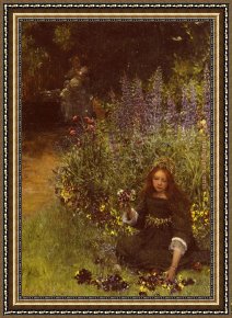 Lady in Her Boudoir Framed Paintings - Gathering Pansies by Lady Laura Teresa Alma-Tadema