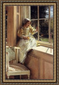 Lady in Her Boudoir Framed Paintings - Sunshine by Lady Laura Teresa Alma-Tadema