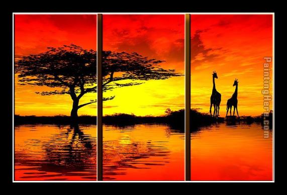 landscape AFRICAN SUNSET II Framed Painting landscape AFRICAN SUNSET II Framed Painting