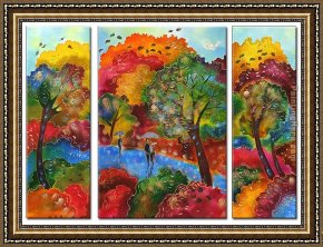 Autumn Woods Framed Paintings - Autumn Wind by landscape