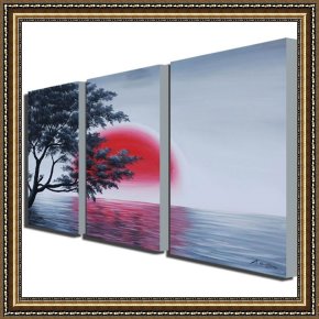 Western Landscape Framed Paintings - Blood Moon by landscape