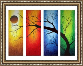 Color Study of Squares Framed Paintings - In Living Color by landscape