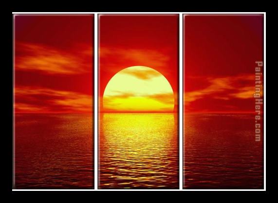 landscape Red Sunset Framed Painting landscape Red Sunset Framed Painting