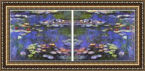 St Peter Walking on The Water Framed Paintings - Water Lilies set by landscape