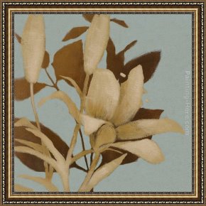 Pintail Teal And Wigeon on The Seashore Framed Paintings - Foliage on Teal I by Lanie Loreth