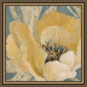 Jaune Framed Paintings - Jaune Poppy by Lanie Loreth