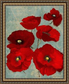 Lanie Loreth Framed Paintings - Kindle's Poppies II by Lanie Loreth