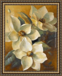 Lanie Loreth Framed Paintings - Magnolias Aglow at Sunset II by Lanie Loreth