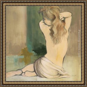 Lanie Loreth Framed Paintings - Waking Woman I green by Lanie Loreth