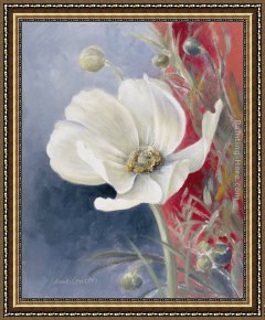 Lanie Loreth Framed Paintings - White Anemone II by Lanie Loreth