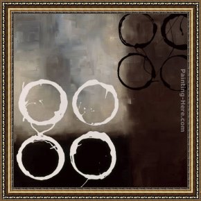 Circle Framed Paintings - Beige Circles I by Laurie Maitland