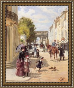 A Milkmaid with Her Cows on a Summer Day Framed Paintings - A Summer's Day, Nancy by Leon Joseph Voirin