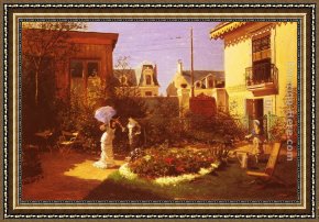 Jeune Bergere Debout Framed Paintings - Jeunes Femmes Au Jardin by Leon Joseph Voirin