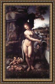 Leda Framed Paintings - Leda 1508 by Leonardo da Vinci