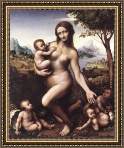 Leda Framed Paintings - Leda 1530 by Leonardo da Vinci