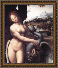 Leda Framed Paintings - Leda detail by Leonardo da Vinci