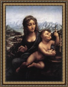 Madonna with St. Jerome (the Day) Framed Paintings - Madonna with the Yarnwinder by Leonardo da Vinci