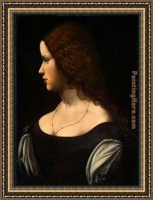 Portrait of a Young Man (detail) Framed Paintings - Portrait Of A Young Lady by Leonardo da Vinci