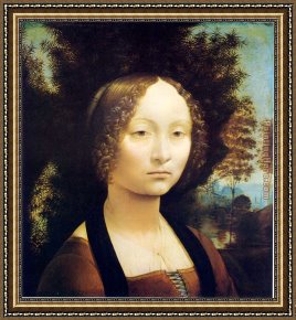 Portrait of Mrs Abney Framed Paintings - Portrait of Ginevra de Benci by Leonardo da Vinci