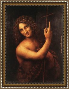 John Murray Framed Paintings - St John the Baptist by Leonardo da Vinci