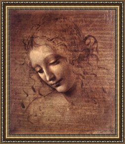 Lady in Her Boudoir Framed Paintings - The Lady of the Dishevelled Hair by Leonardo da Vinci