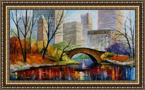 Heaven in New York Framed Paintings - CENTRAL PARK NEW YORK by Leonid Afremov