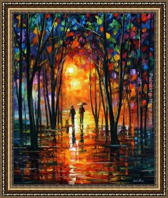 Boating in Central Park Framed Paintings - DARK PARK by Leonid Afremov