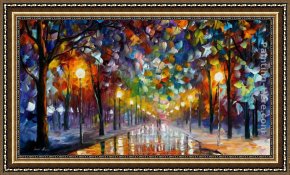 Pheasants in The Snow Framed Paintings - FIRST SNOW by Leonid Afremov