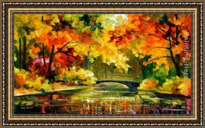 Bridge Framed Paintings - LITTLE BRIDGE by Leonid Afremov