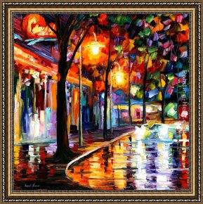 Night Framed Paintings - NIGHT CAFE by Leonid Afremov