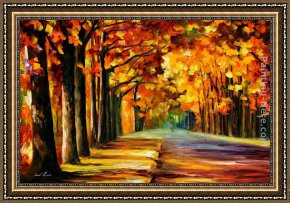 Pheasants Through The Oak Wood Framed Paintings - OAK ALLEY by Leonid Afremov