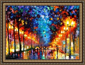 Rain, Steam And Speed - The Great Western Railway Framed Paintings - OAKLAND RAIN by Leonid Afremov