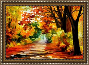 The Sun Shower Framed Paintings - PATH OF SUN BEAMS by Leonid Afremov