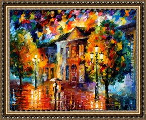 Rain, Steam And Speed - The Great Western Railway Framed Paintings - Rain by Leonid Afremov