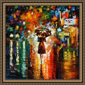 Rain, Steam And Speed - The Great Western Railway Framed Paintings - RAIN PRINCESS by Leonid Afremov