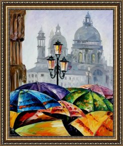 The Day's Bag Framed Paintings - RAINY DAY IN VENICE by Leonid Afremov