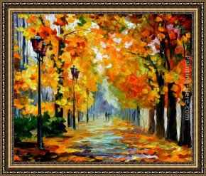 Sunny Framed Paintings - SUNNY OCTOBER by Leonid Afremov